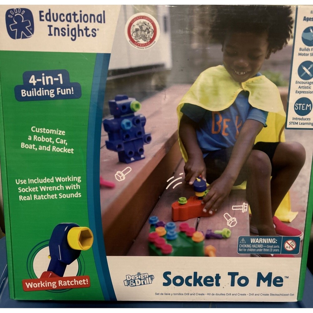 Educational Insights Design & Drill Socket To Me EI-4119 4-in-1 Building Fun NEW